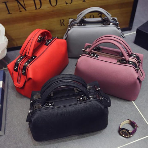 Boston Shape PU Leather Evening Party Women Shoulder Handbag