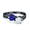925 Sterling Silver Lab White Opal Heart Filigree Round CZ Engagement Ring