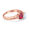 925 Sterling Silver Lab White Opal Heart Filigree Round CZ Engagement Ring