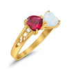 925 Sterling Silver Lab White Opal Heart Filigree Round CZ Engagement Ring