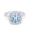 925 Sterling Silver Halo Art Deco Cushion Cut CZ Wedding Engagement Ring