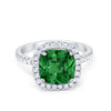 925 Sterling Silver Halo Art Deco Cushion Cut CZ Wedding Engagement Ring