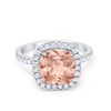 925 Sterling Silver Halo Art Deco Cushion Cut CZ Wedding Engagement Ring