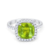 925 Sterling Silver Halo Art Deco Cushion Cut CZ Wedding Engagement Ring
