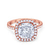 925 Sterling Silver Halo Art Deco Cushion Cut CZ Wedding Engagement Ring