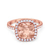 925 Sterling Silver Halo Art Deco Cushion Cut CZ Wedding Engagement Ring