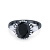 925 Sterling Silver CZ Baguette Halo Art Deco Oval Wedding Engagement Ring