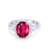 925 Sterling Silver CZ Baguette Halo Art Deco Oval Wedding Engagement Ring