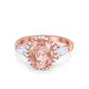 925 Sterling Silver CZ Baguette Halo Art Deco Oval Wedding Engagement Ring