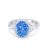 925 Sterling Silver CZ Baguette Halo Art Deco Oval Wedding Engagement Ring
