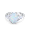 925 Sterling Silver CZ Baguette Halo Art Deco Oval Wedding Engagement Ring