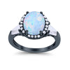 925 Sterling Silver CZ Baguette Halo Art Deco Oval Wedding Engagement Ring