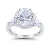 925 Sterling Silver CZ Baguette Halo Art Deco Oval Wedding Engagement Ring