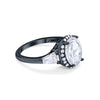 925 Sterling Silver CZ Baguette Halo Art Deco Oval Wedding Engagement Ring