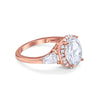 925 Sterling Silver CZ Baguette Halo Art Deco Oval Wedding Engagement Ring