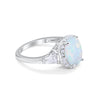 925 Sterling Silver CZ Baguette Halo Art Deco Oval Wedding Engagement Ring