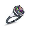 925 Sterling Silver CZ Baguette Halo Art Deco Oval Wedding Engagement Ring