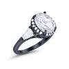 925 Sterling Silver CZ Baguette Halo Art Deco Oval Wedding Engagement Ring