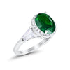 925 Sterling Silver CZ Baguette Halo Art Deco Oval Wedding Engagement Ring