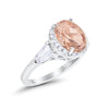 925 Sterling Silver CZ Baguette Halo Art Deco Oval Wedding Engagement Ring