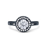 925 Sterling Silver Round CZ Halo Art Deco Fashion Jewelry Promise Ring