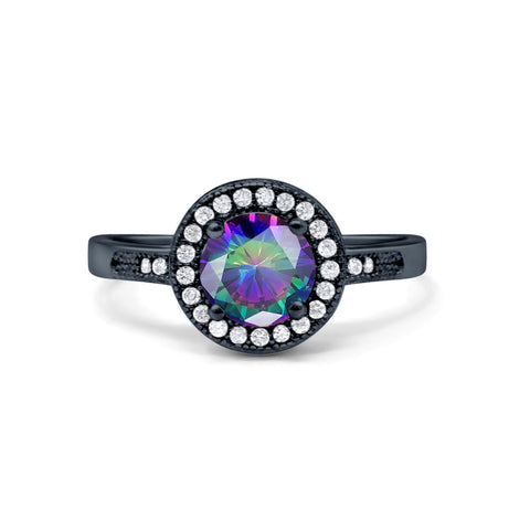925 Sterling Silver Round CZ Halo Art Deco Fashion Jewelry Promise Ring