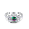 925 Sterling Silver Art Deco Princess Cut Round Baguette CZ Wedding Ring
