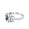 925 Sterling Silver Art Deco Princess Cut Round Baguette CZ Wedding Ring
