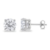 925 Sterling Silver 4 Prong Butterfly Back Round Casting CZ Stud Earrings