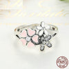 Pink Daisy Flower 925 Sterling Silver Classic Fashion Ring