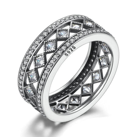 925 Sterling Silver Luxury Vintage Simulated CZ Square Ring