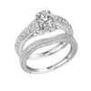 2Pcs 925 Sterling Silver Round CZ Bridal Set Wedding Engagement Ring