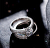 2Pcs 925 Silver Simulated Round CZ Engagement Wedding Ring Set for Women