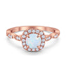 Art Deco Wedding Engagement Ring Round Cubic Zirconia Solid 925 Sterling Silver