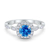 Art Deco Wedding Engagement Ring Round Cubic Zirconia Solid 925 Sterling Silver