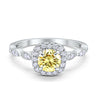 Art Deco Wedding Engagement Ring Round Cubic Zirconia Solid 925 Sterling Silver