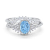 Art Deco Three Piece Bridal Set Oval Round Cubic Zirconia Wedding Engagement Ring Band 925 Sterling Silver