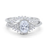 Art Deco Three Piece Bridal Set Oval Round Cubic Zirconia Wedding Engagement Ring Band 925 Sterling Silver