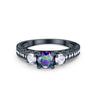 925 Sterling Silver Art Deco Vintage Style Three Stone CZ Engagement Ring