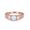 925 Sterling Silver Art Deco Vintage Style Three Stone CZ Engagement Ring