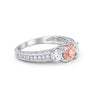 925 Sterling Silver Art Deco Vintage Style Three Stone CZ Engagement Ring