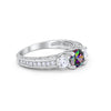 925 Sterling Silver Art Deco Vintage Style Three Stone CZ Engagement Ring
