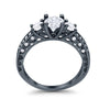 925 Sterling Silver Art Deco Vintage Style Three Stone CZ Engagement Ring