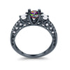 925 Sterling Silver Art Deco Vintage Style Three Stone CZ Engagement Ring