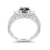 925 Sterling Silver Art Deco Vintage Style Three Stone CZ Engagement Ring