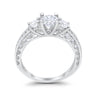 925 Sterling Silver Art Deco Vintage Style Three Stone CZ Engagement Ring