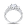 New 925 Sterling Silver Art Deco Vintage Style Three Stone CZ Engagement Ring