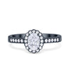925 Sterling Silver Art Deco Oval CZ Floral Wedding Engagement Ring