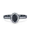925 Sterling Silver Art Deco Oval CZ Floral Wedding Engagement Ring
