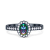 925 Sterling Silver Art Deco Oval CZ Floral Wedding Engagement Ring